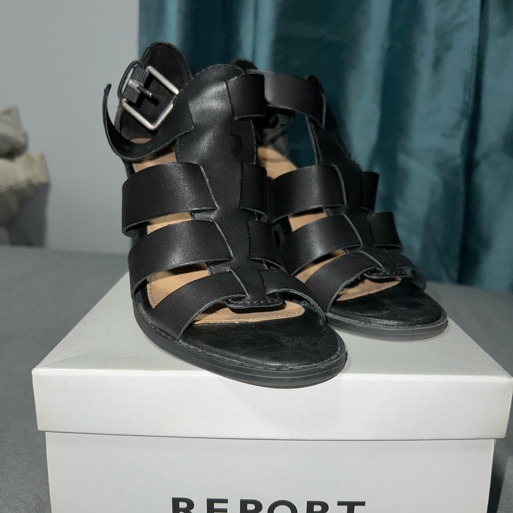 Report black heels, size 7.5, used